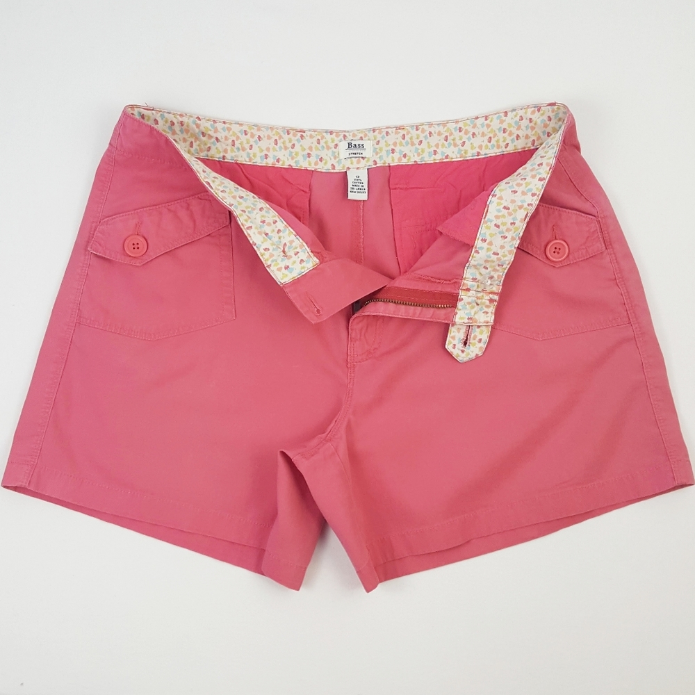 BASS Salmon Light Summer Shorts, Floral Lined Stretch 100% Cotton